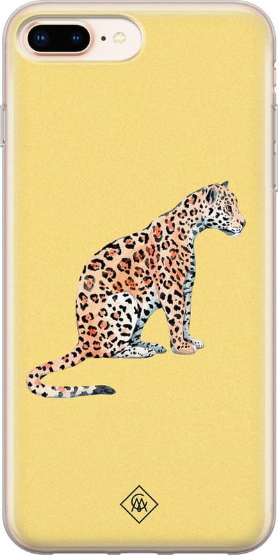 Casimoda® hoesje - Geschikt voor iPhone 8 Plus - Leo Wild - Siliconen/TPU telefoonhoesje - Backcover - Luipaard - Geel
