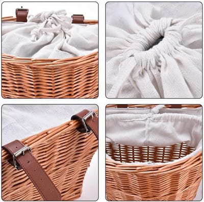 Geweven Fietsmand - Rieten Mand - Spullen Vervoeren - Handgeweven Kwaliteit - 36x25x22 cm - Meerkleurig