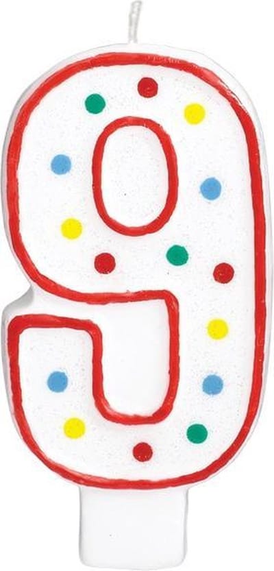 Verjaardag Kaars Cijfer 9 Stippen Taart Decoratie