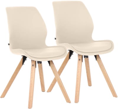 CLP Luna Set van 2 Eetkamerstoel - Modern - Rugleuning - 136 kg - Kunstleer/creme