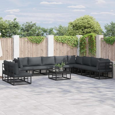 vidaXL - Tuinbank - Set - 10 - st - Zwart - Aluminium