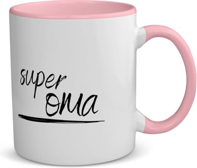 Akyol - super oma koffiemok - theemok - roze - Oma - de beste oma - verjaardagscadeau - verjaardag - cadeau - cadeautje voor oma - oma artikelen - kado - geschenk - gift - 350 ML inhoud