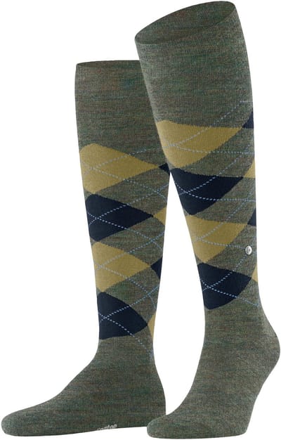Burlington Melange Edinburgh gedessineerd wol sokken heren groen - maat 40-46