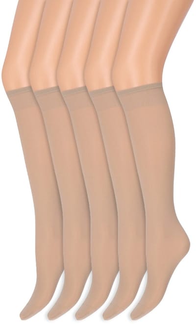 Kniekousen met soepele boord | Perfecte pasvorm | 40 denier | Merk: Marianne | Maat: One Size | Kleur: Sekt | 5 Paar