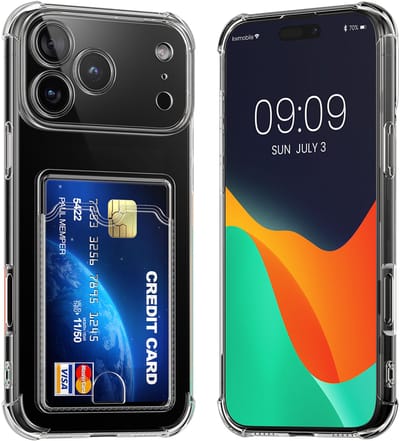 kwmobile Hoesje met kaarthouder voor Apple iPhone 18 Pro Max / iPhone 17 Pro Max - telefoonhoesje met kaartsleuf - Soft Case - beschermhoesje in transparant