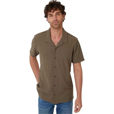 Threadbare Herenoverhemd van Selkirk met relaxte pasvorm (Kaki Groen)