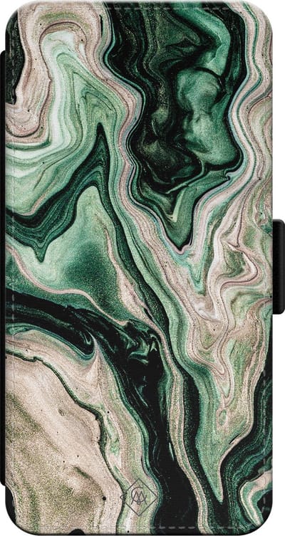 Casimoda® bookcase - Geschikt voor iPhone 13 Pro - Hoesje met pasjeshouder - Marmer Groen Goud - Groen - PU-leer met kunststof telefoonhouder