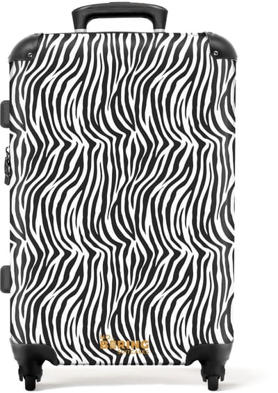 NoBoringSuitcases.com - Grote koffer - Zwart wit zebrapatroon met golvende strepen - Reiskoffer met 4 wielen - Trolley op wieltjes - Rolkoffer groot - 72 liter - Ruimbagage valies 20kg - Valiezen voor volwassenen