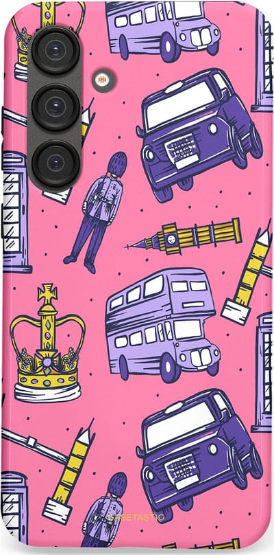 Casetastic Hoesje Geschikt voor Samsung S25 Plus - Stijlvolle Beschermende Duo-layer Case - Brits London Roze Avontuur - Londen