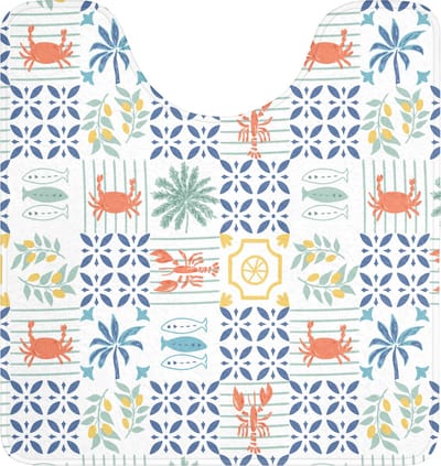 WC mat met uitsparing 55x60 cm - Antislip - Mozaïek - Zee - Patroon - Toiletmat met uitsnijding - Vloermat - Douchemat - Toilet tapijt - Toiletmatten