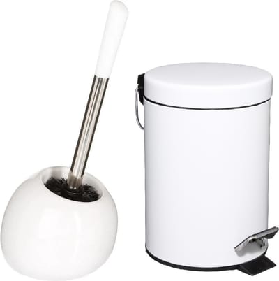 5Five Badkamer/toilet accessoires - WC-borstel en pedaalemmer 3L - wit