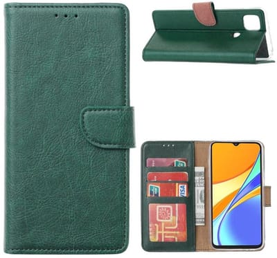 LuxeBass Hoesje geschikt voor Xiaomi Redmi 9C - Bookcase Groen - portemonnee hoesje gsm hoesje - telefoonhoes - telefoonhoesjes