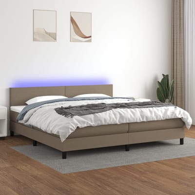 vidaXL - Boxspring - met - matras - en - LED - stof - taupe - 200x200 - cm