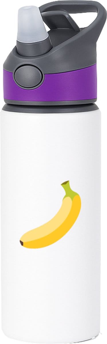 Hacebo® - Bananen waterfles met rietje paars - Fruitschaal - fruit liefhebbers - Banaan - vrucht - gezond eten - water fles - 650ML