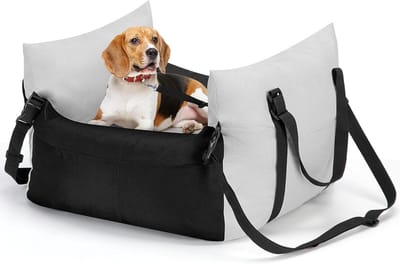 Honden Transportbox voor Auto met Stevige Riem, 6 Zijzakken en Wasbaar Kussen