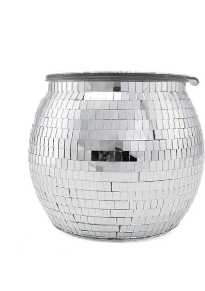 KIMU® Discobal Pot met Deksel Ø 16 cm - Opbergpot Snoeppot Koekjestrommel Spiegeltjes - Spiegelbol Discobol Vintage Voorraadpot Badkamer Festival