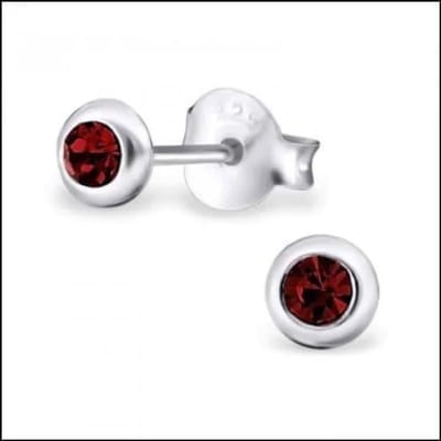 Aramat Jewels | Oorbellen | Zilveren Kristal Oorbellen - Subtiel en Elegant | 5mm / Rood | |5mm | Zilver | Kinderen, Volwassenen | Verkleurd niet