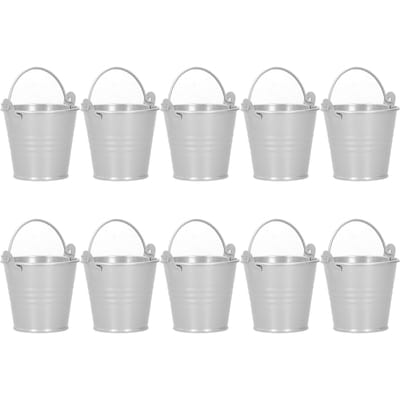10 STKS Bloempot Mini Succulent Plantenpot Kleine Metalen Emmer voor Binnen Buiten Decoratie Zilver 4x5.5x6cm zilver