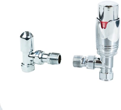Thermostatische radiatorkranen set - chroom - 1/2\ x 15 mm - hoekmodel