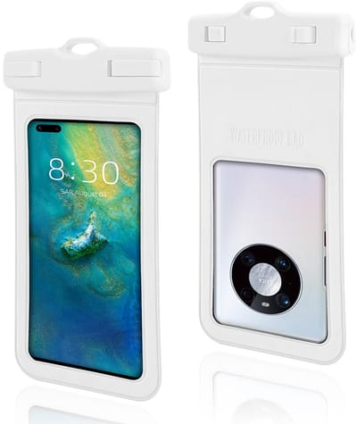 Waterdicht Telefoonhoesje Drijvend - Telefoon tot 7.2 inch - Compatibel met 99,9% van de mobiele telefoons op de markt - IPX8 waterdicht - Met dubbele gespsluiting en nekband - SGS International - certificering behaald - Wit
