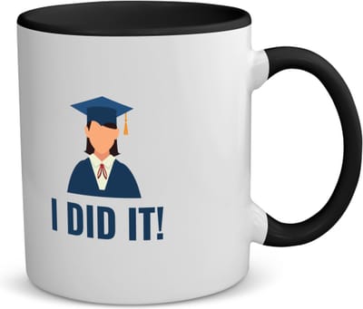 Akyol - i did it! koffiemok - theemok - zwart - Geslaagd - iemand die is geslaagd - gelukt - gefeliciteerd - examen - school - diploma gehaald - cadeau - kado - geschenk - gift - 350 ML inhoud