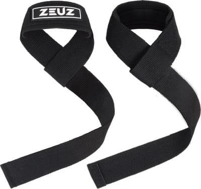 ZEUZ 2 Stuks Lifting Straps voor Fitness, CrossFit, Powerlifting, Gewichtheffen & Krachttraining – Sport Wrist Wraps – Zwart