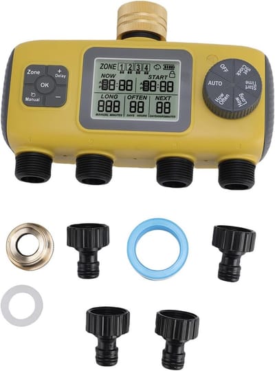 Irrigatietimer 4 Zones - Sprinklercontroller Bewateringstimer - Gazon Tuin Water Geven - Sequentiële Watering Technologie - 3/4 inch - Zwart