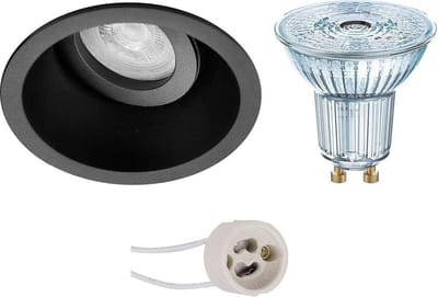 LED Spot Set - LEDVANCE Parathom PAR16 940 36D - Pragmi Zano Pro - GU10 Fitting - Dimbaar - Inbouw Rond - Mat Zwart - 3.4W - Natuurlijk Wit 4000K - Kantelbaar - Ø93mm