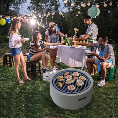 Vuurkorf Grill - Buitenhaard Terras - Gezellige Warmte - Hittebestendig Scherm - 45 x 35 cm - Grijs