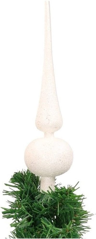 Cosy & Trendy Kerst piek - wit - glitters - H23 cm - kunststof - kerstboompiek - kerstversiering