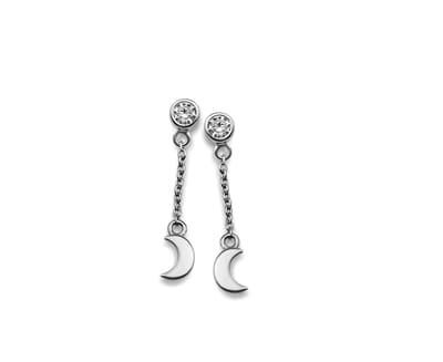 Oorhangers Maan aan Ketting Zilver JE009S