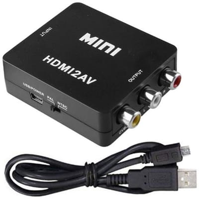 Tulp Naar HDMI Converter - AV / Composiet RCA to HDMI Audio video kabel adapter Converter - Compatibel met Camera / Xbox 360 / PS2, PS3 / WII / N64 / Gamecube / Snes / PSP - zwart
