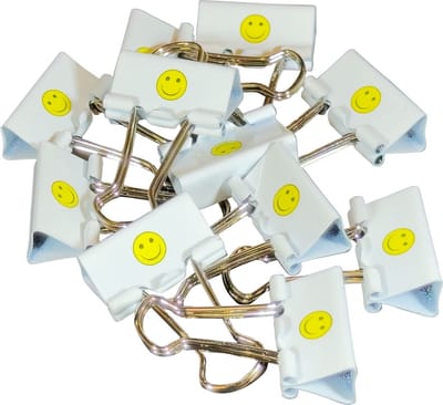 Smiley papierklemmen | Foldbackclip | Wit 25MM | 240 stuks