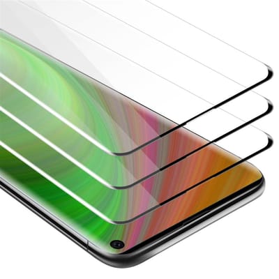 Cadorabo 3x Screenprotector geschikt voor Samsung Galaxy S10 4G Volledig scherm pantserfolie Beschermfolie in TRANSPARANT met ZWART - Getemperd (Tempered) Display beschermend glas in 9H hardheid met 3D Touch
