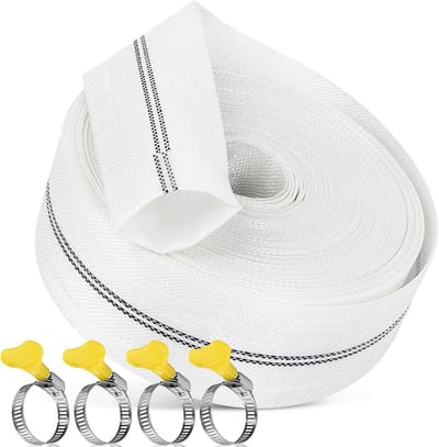 Woven Slang - Platte slang pomp - Tuinirrigatie landbouw - Inclusief 2 clips - 32 tot 20m - Grijs