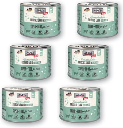 MAC's Vetcare Kattenvoer - Mono proteïne - 96,8% Puur Lam 6 x 200g