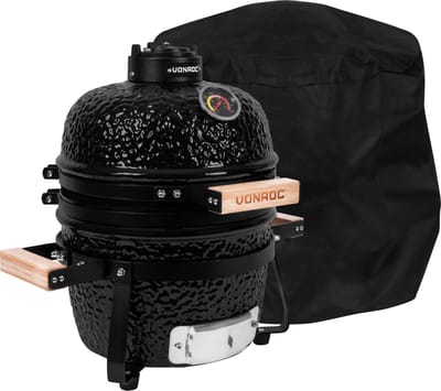 VONROC - BBQ - Kamado - 13" - Met beschermhoes, plate setter & onderstel - Houtskoolbarbecue – Keramisch