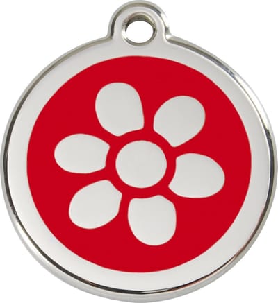 Red Dingo Hondenpenning 20 mm bloem rood