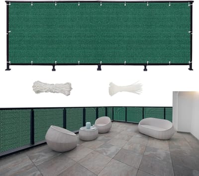 Balkon Privacy Scherm - Zichtscherm Tuin - Buiten Leven - 95% Uv Bescherming - 900x145cm - Donkergroen