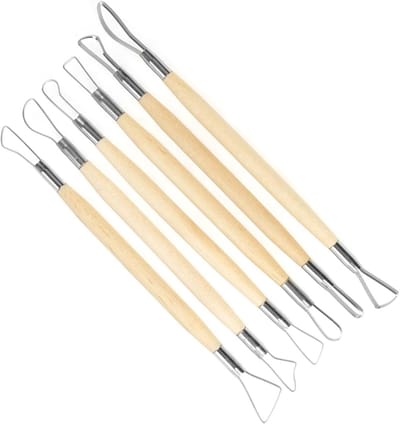 6-delige Wassnijwerk Set - Klei Beeldhouw Gereedschap - Keramiek Modelleren - Dubbelzijdige Bladen - 20.5 cm Gemiddelde Lengte - Houten Handvat
