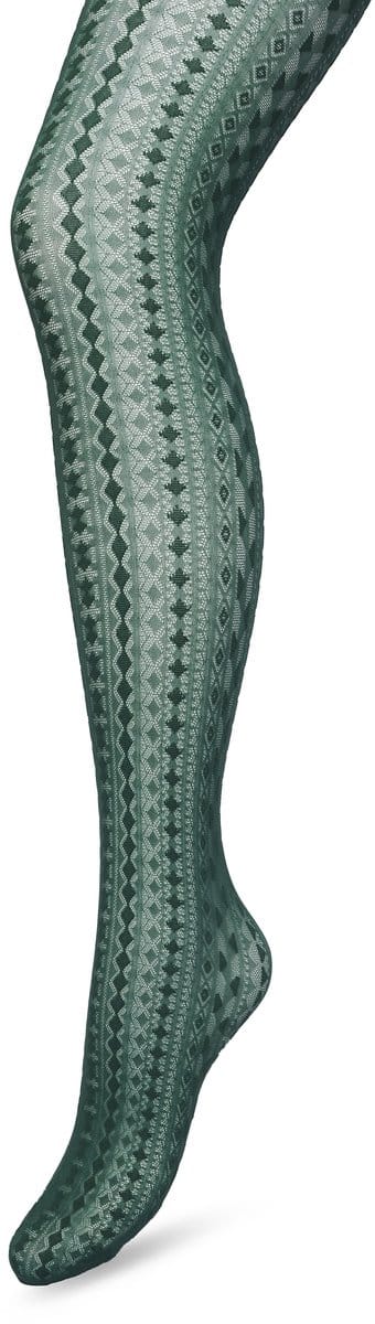 Bonnie Doon Grafische Panty 40 Denier Donker Groen Dames maat S/M - Grafisch - Print - Gladde Naden - Maximaal Draagcomfort - Chique Panty - Geometrie Tights - Feestelijk - Trekking Green - BP221902.380
