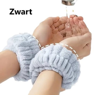 Set Van 2 Pols Microvezel Washandjes I Elastisch I Bescherm Je Mouwen En Kraag Tijdens wassen Gezicht Of Handen I Ophangbaar I Zwart
