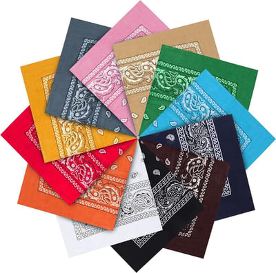 Geassorteerde Katoenen Bandana Sjaaltjes (12 Pak) - Multifunctionele Grote Hoofd Band Voor Heren Dames en Kinderen - Zakdoek Nekdoek Cowboy Bandana’s Huisdieren Hoofdbanden.
