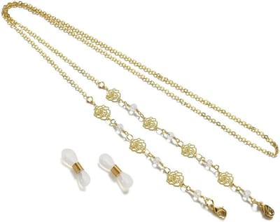 Bril ketting - Bril koord - Bril decoreren - Niet-glijdende klemmen - 75 cm - Rosé