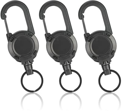 BRENZOOS- Intrekbare Sleutelhanger 60 cm - ID-kaarthouder - Duurzaam - Metalen Karabijnhaak - Roestvrij Staal - Tactisch Ontwerp