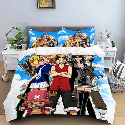 One Piece Luffy Dekbedovertrek Kussensloop Home Dekbedovertrek Set, Anime Jongen Beddengoed Set 2/3 stuks Slaapkamer Decoratie, Jongenscadeau 70x133cm