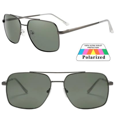 Fako Sunglasses® - Zonnebril Vierkant - Polariserend - Polarized Zonnebril - Heren Zonnebril - Dames Zonnebril - Model Stephan - Antraciet - Donkergroen