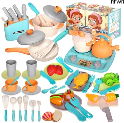 RFWR® 48-delig speelkeukenaccessoires voor kinderen - Keukenrollenspel voor creatieve culinaire avonturen