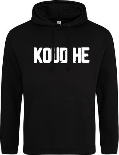 KOUD HE Hoodie | Sweater | Capuchon | Trui | Hooded | Print | Zwart | Maat M