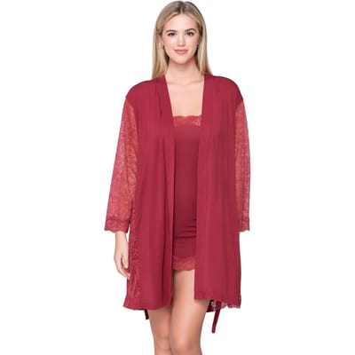 Dames kimono met lange mouwen en kant Luna Micro Touch Lace
